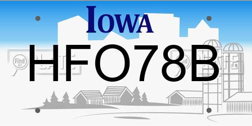 HFO78B Iowa License Plate