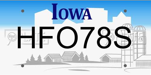 HFO78S Iowa License Plate
