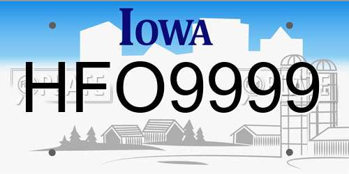 HFO9999 Iowa License Plate