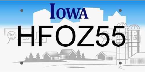 HFOZ55 Iowa License Plate