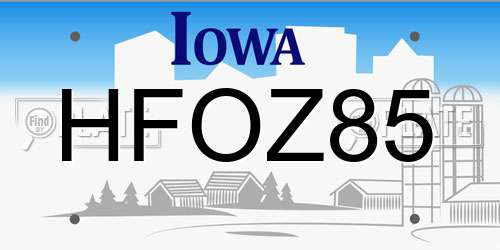 HFOZ85 Iowa License Plate