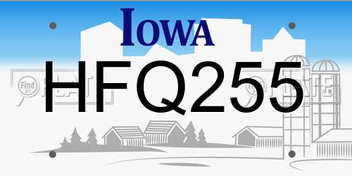 HFQ255 Iowa License Plate