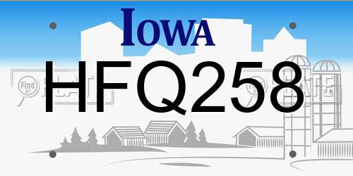 HFQ258 Iowa License Plate