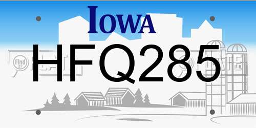 HFQ285 Iowa License Plate