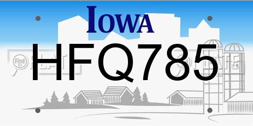 HFQ785 Iowa License Plate