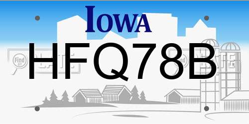 HFQ78B Iowa License Plate