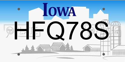 HFQ78S Iowa License Plate