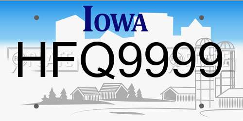 HFQ9999 Iowa License Plate