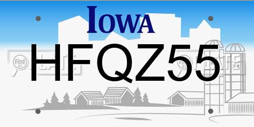HFQZ55 Iowa License Plate