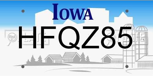 HFQZ85 Iowa License Plate