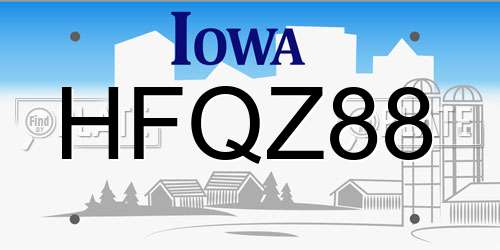 HFQZ88 Iowa License Plate