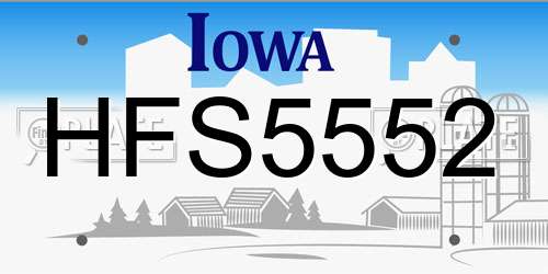 HFS5552 Iowa License Plate