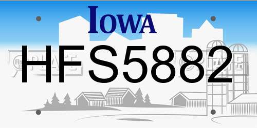 HFS5882 Iowa License Plate
