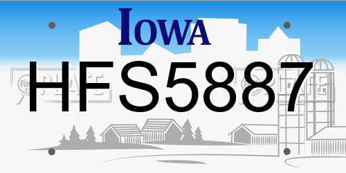 HFS5887 Iowa License Plate