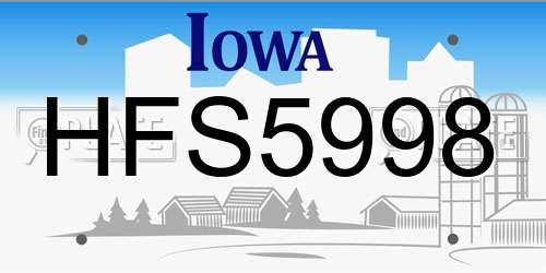 HFS5998 Iowa License Plate