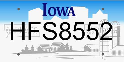HFS8552 Iowa License Plate