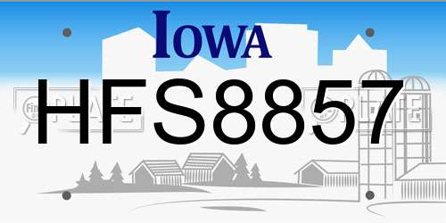 HFS8857 Iowa License Plate