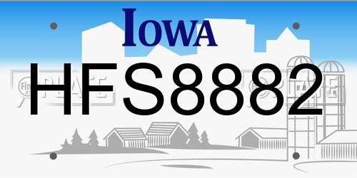HFS8882 Iowa License Plate