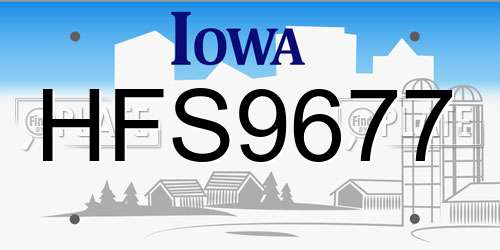 HFS9677 Iowa License Plate