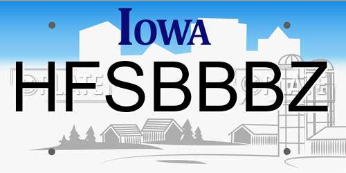 HFSBBBZ Iowa License Plate