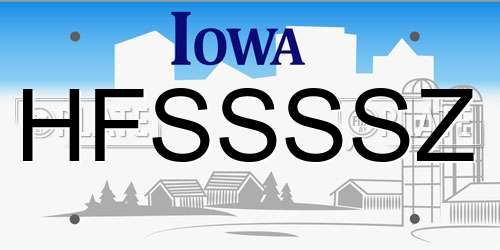 HFSSSSZ Iowa License Plate