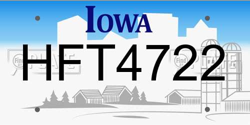 HFT4722 Iowa License Plate