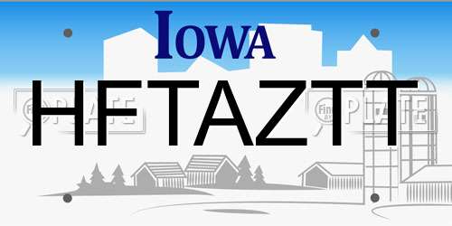 HFTAZTT Iowa License Plate