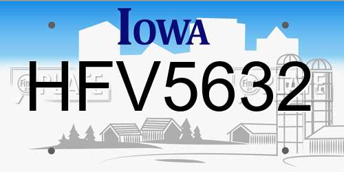 HFV5632 Iowa License Plate
