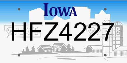 HFZ4227 Iowa License Plate