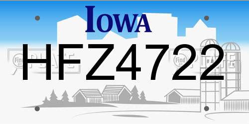 HFZ4722 Iowa License Plate