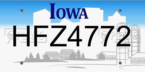 HFZ4772 Iowa License Plate