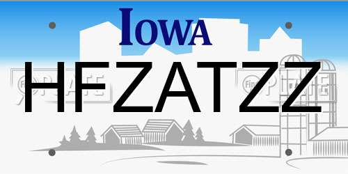 HFZATZZ Iowa License Plate