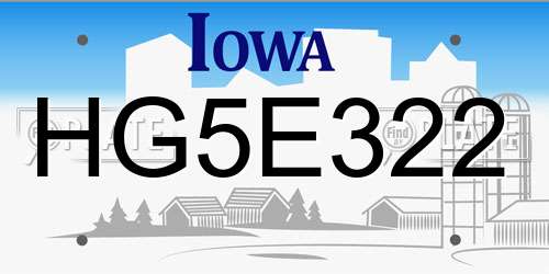 HG5E322 Iowa License Plate