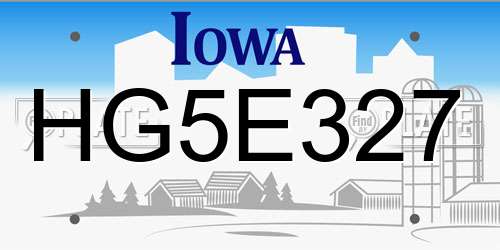 HG5E327 Iowa License Plate