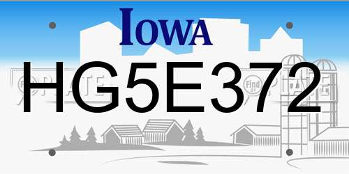 HG5E372 Iowa License Plate