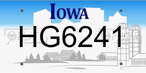 HG6241 Iowa License Plate