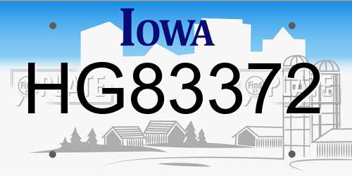 HG83372 Iowa License Plate