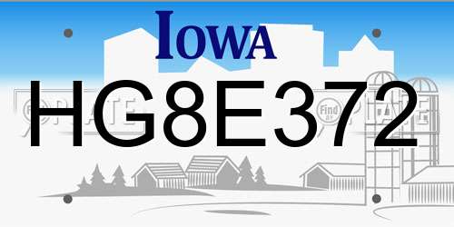 HG8E372 Iowa License Plate