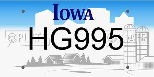 HG995 Iowa License Plate