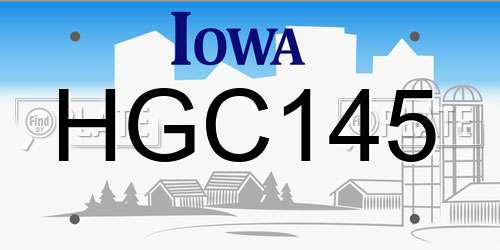 HGC145 Iowa License Plate