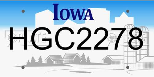 HGC2278 Iowa License Plate
