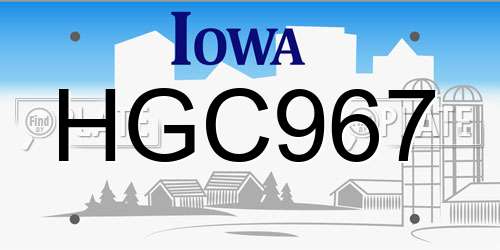 HGC967 Iowa License Plate