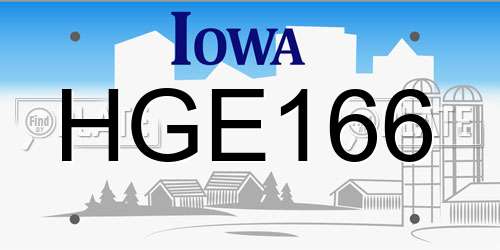 HGE166 Iowa License Plate