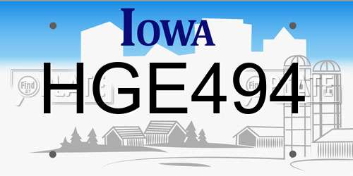 HGE494 Iowa License Plate