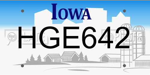 HGE642 Iowa License Plate