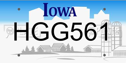 HGG561 Iowa License Plate