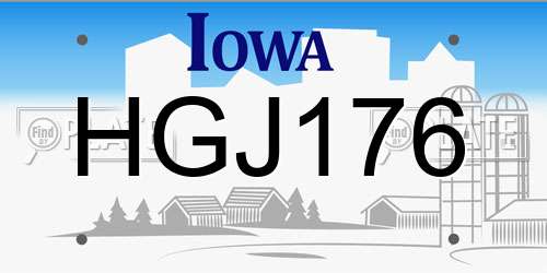 HGJ176 Iowa License Plate
