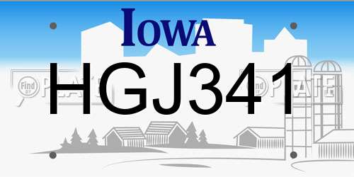 HGJ341 Iowa License Plate