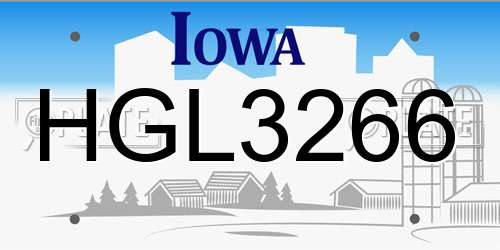 HGL3266 Iowa License Plate