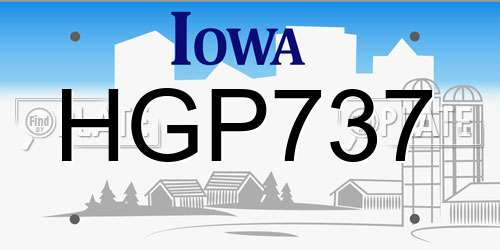 HGP737 Iowa License Plate